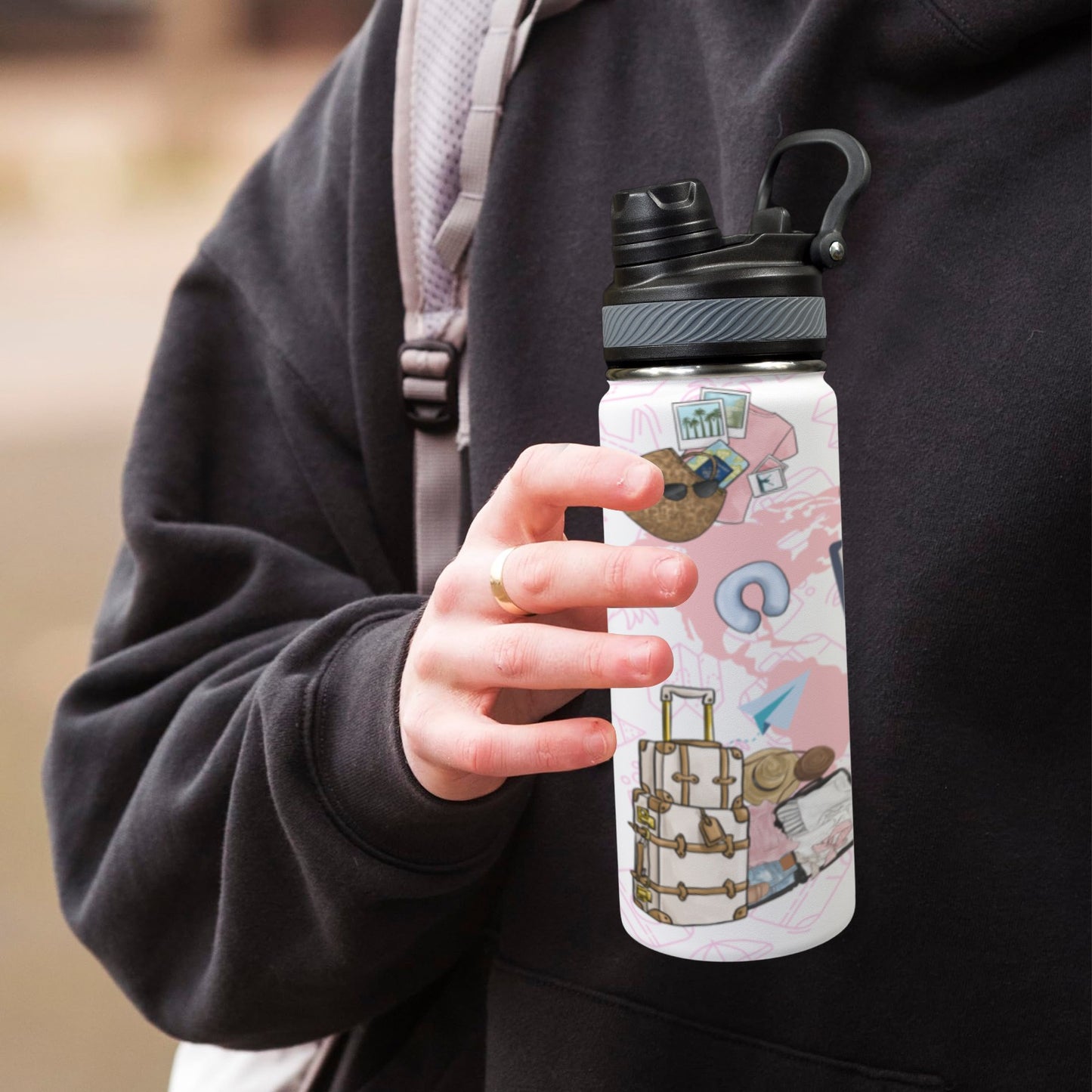 Insulated Water Bottle with Dual Use Lid