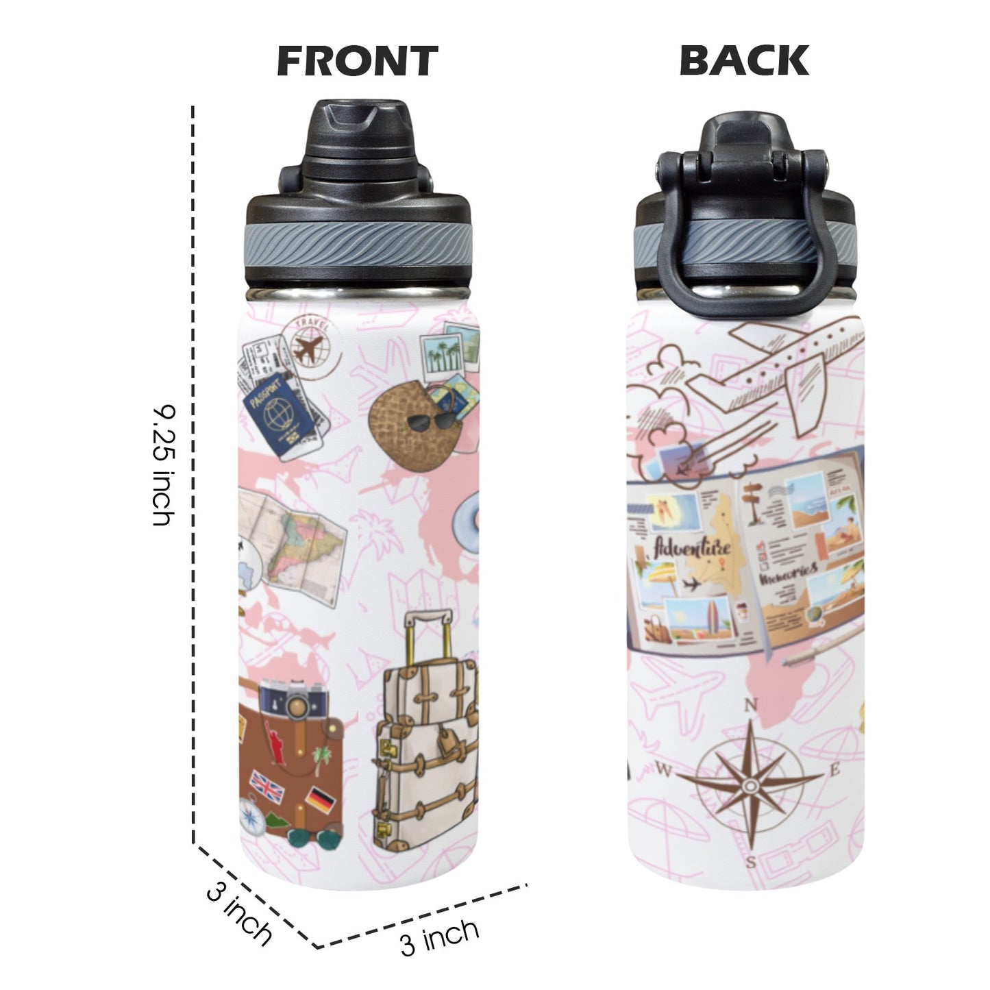 Insulated Water Bottle with Dual Use Lid