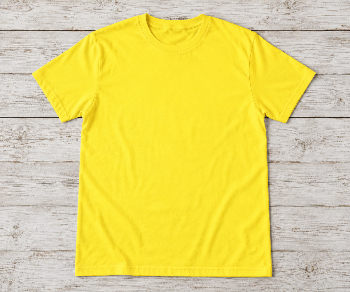 Yellow short-sleeve crew-neck shirt; illustrative color mockup